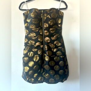 Phoebe Coture Black w/ Gold Circles Coture Strapless  Cocktail Dress Size: 4